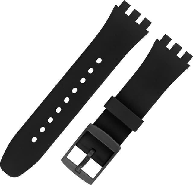 Premium Silikon kompatibelt med Swatch Klockarmband Ersättning Black 20 mm Svart Black 16 mm