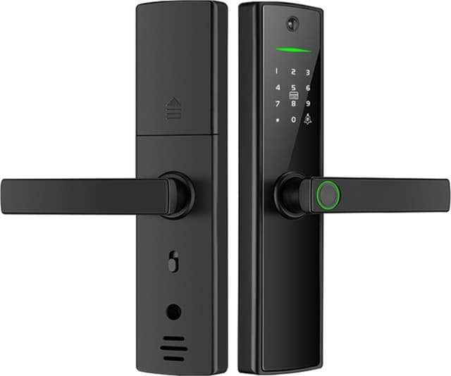 TUYA WiFi Smart Dörrlås med Titthål, Fingeravtryck, Lösenord och Nyckel för Trädörrar