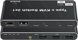 2 in 1 ut USB-C KVM-switch 8K@60Hz 4K@120Hz, 2 ports USB-C switch