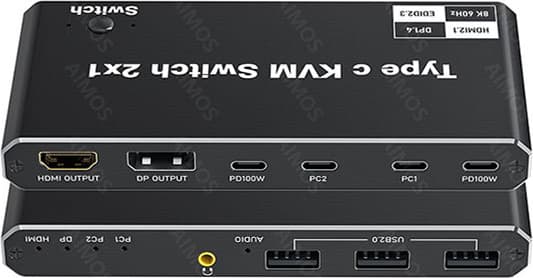 2 in 1 ut USB-C KVM-switch 8K@60Hz 4K@120Hz, 2 ports USB-C switch
