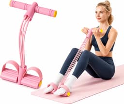 6-rörs Fotpedal Motståndsband - Träning för Mage och Kärna, Yoga & Hemmagym Pink