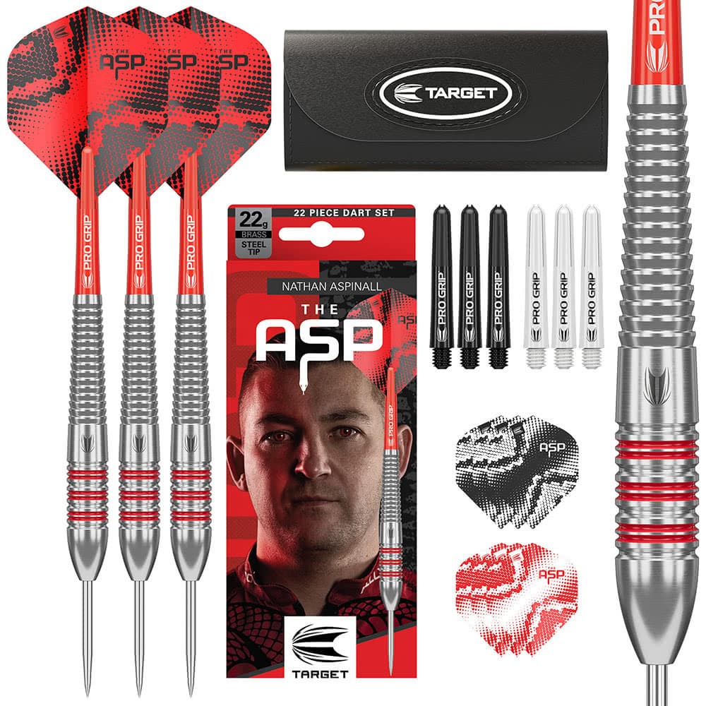 Target Darts Nathan Aspinall mässing stål-spets dartpilar (22 g, 2025 ...