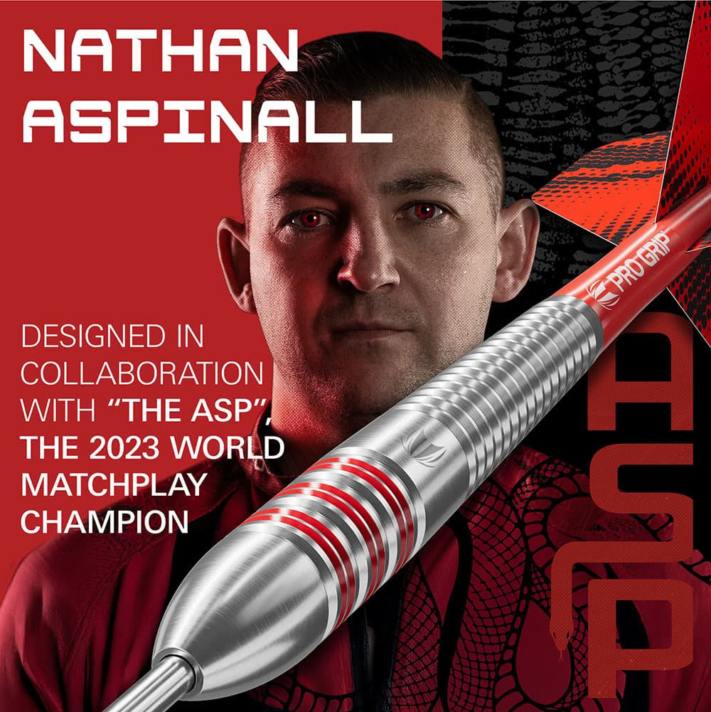 Target Darts Nathan Aspinall mässing stål-spets dartpilar (22 g, 2025 ...