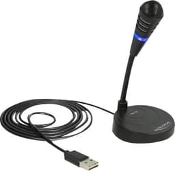 DeLOCK USB Microphone with base and Touch-Mute Button, black