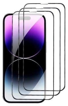 3-pakke Skærmbeskyttelse i hærdet glas til iPhone 14 Plus, Sort kant