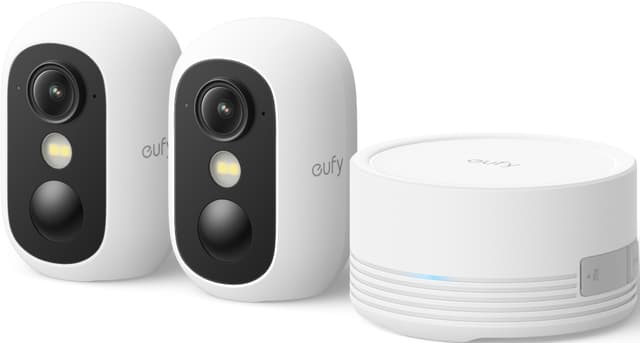Eufy eufyCam C35 säkerhetskamera + HomeBase Mini (vit, 2-pack)