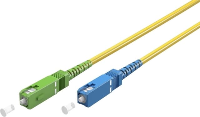 Goobay Fiberoptisk kabel (FTTH), Singlemode (OS2) Yellow, gul (Simplex), 30 m plugg SC-APC (8°) > SC plugg (UPC), halogenfri kabelhölje (LSZH)