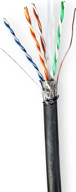 Nedis CAT6 netværkskabel rulle | Solid | S/FTP | Kobber | 305 m | Udendørs | Runde | PE | Sort | Trækboks