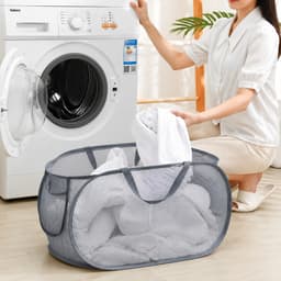 Sammenfoldelig vasketøjskurv med håndtag Grey