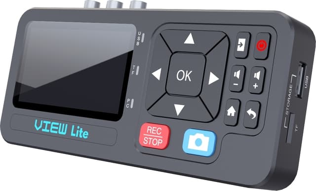 Digital optager til optagelse fra VHS-bånd, videobåndoptager, DVR, DVD, Hi8, DV-afspiller, RCA, CVBS, TV-boks, videokamera, spillekonsoller til USB eller MicroSD-kort, 3"" skærm