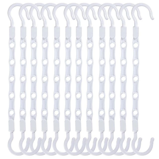 PLASTGALGAR FÖR KLÄDER - 12-PACK, Roterbara och Hopfällbara, Utrymmesbesparande White