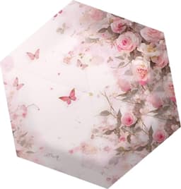 Ultralet Mini Flad Seks-Foldbar Paraply - Blomsterdesign, Guldramme, UV-Beskyttelse