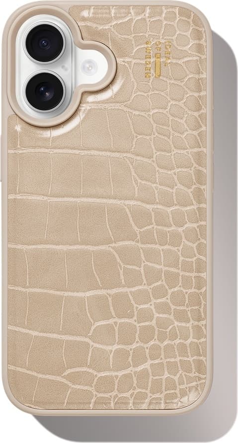Vegan Leather Case MagSafe iPhone 16 Warm Beige Croco