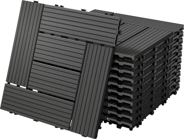 ECD Germany WPC terrassefliser 30x30 cm 44-delt sæt dækker 4 m² antracit mosaik trælook kliksystem