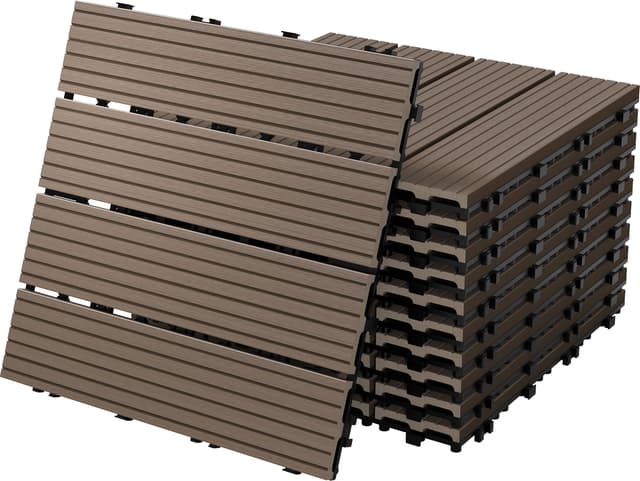 ECD Germany WPC terrassefliser 30x30 cm 44-delt sæt til 4 m² mørkebrun trælook kliksystem