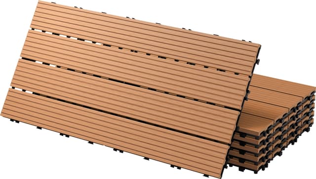 ECD Germany WPC terrassefliser 60x30 cm 30-delt sæt dækker 5 m² lysebrun trælook kliksystem