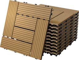 ECD Germany WPC-terassilaatat 30x30 cm 55 kpl:n sarja, peittää 5 m² tiikkimosaiikki puuefektiklikkausjärjestelmä