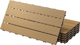 ECD Germany WPC-terassilaatat 60x30 cm 12 kpl:n sarja, peittää 2 m², tiikkipuuefektinen klikkausjärjestelmä