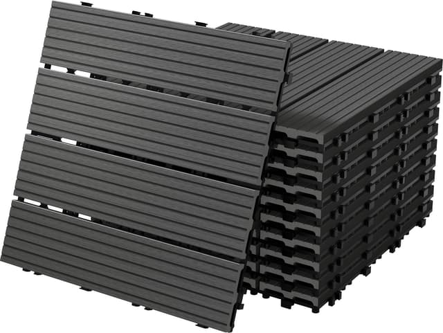 ECD Germany WPC terrassefliser 30x30 cm 44-delt sæt til 4 m² antracit trælook kliksystem