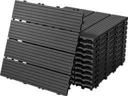 ECD Germany WPC terrassefliser 30x30 cm 11-delt sæt til 1 m² antracit trælook kliksystem