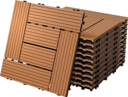 ECD Germany WPC terrassefliser 30x30 cm 22-delt sæt dækker 2 m² lysebrun mosaik med trælook kliksystem