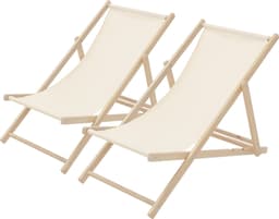 ECD Germany 2x taitettava puuterassituoli, 3 asentoa, 120 kg, beige, puutarha, ranta