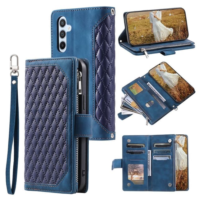 För Samsung Galaxy A17 5G / A26 5G Zipper Wallet Case Rhombus Telefonfodral