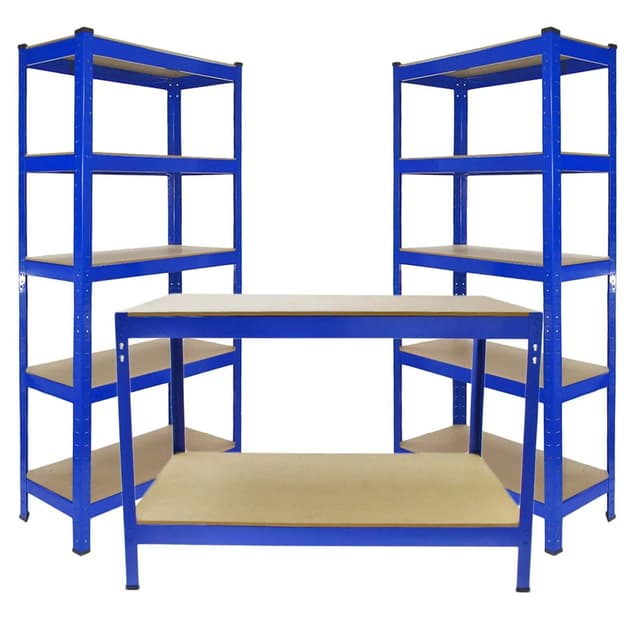 Monster Racking 2 x T-Rax 90 cm Blå & Metal Opbevaringsbænk