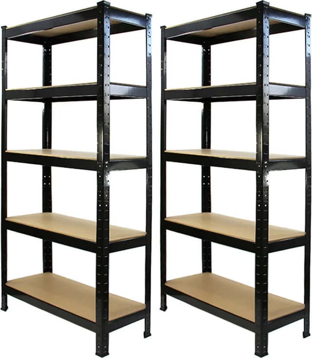 Monster Racking T-Rax kraftige reoler, sorte, 75 cm B, 30 cm D, sæt med 2
