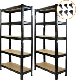 2 x T-RAX Sort Metal Racking Enheder 75cm x 150cm x 30cm med Gratis Bay Connectorer