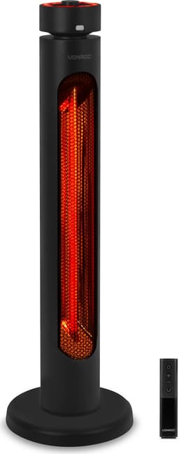 VONROC Terrassevarmer Panarea | 2000W | Oscillerende | Infrarød | 8 Varmetrin | Timer 1-8 Timer | IP45 | Inkl. Fjernbetjening