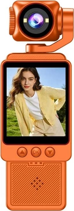HD Actionkamera 4K Videokamera roterbart objektiv 4"" Skärm Kamera - Orange