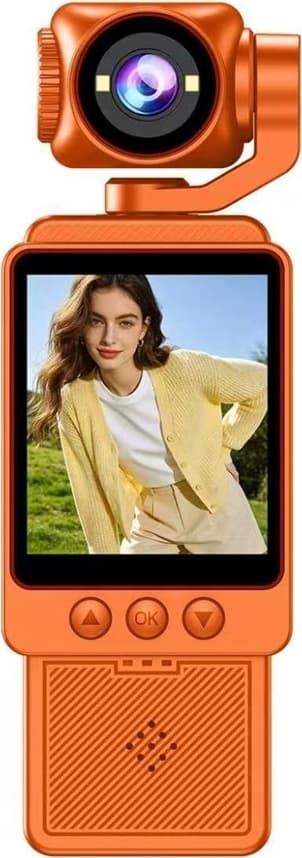 HD Actionkamera 4K Videokamera roterbart objektiv 4"" Skärm Kamera - Orange