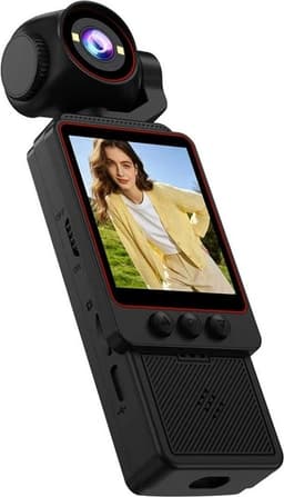 HD Actionkamera 4K Videokamera roterbart objektiv 4"" Skärm Kamera - Svart