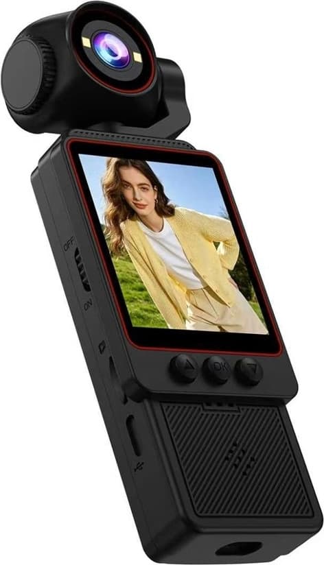HD Actionkamera 4K Videokamera roterbart objektiv 4"" Skärm Kamera - Svart