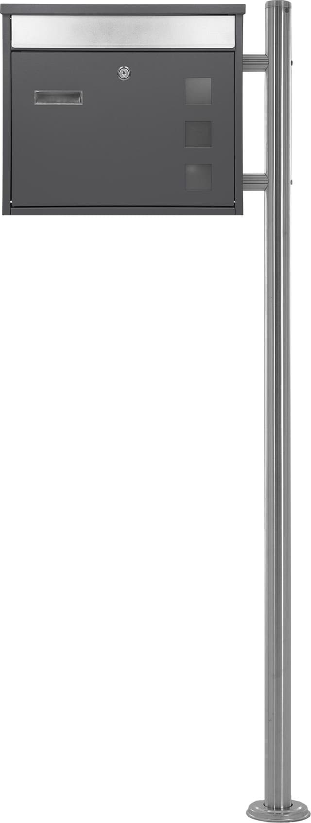 Design postkasse med post, stående postkasse med navneskilt