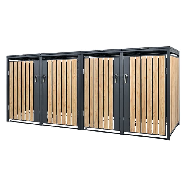 ML-Design sopkärl box 4 ton 240L låsbar stål lärkträ-utseende 264x80x116,3 cm