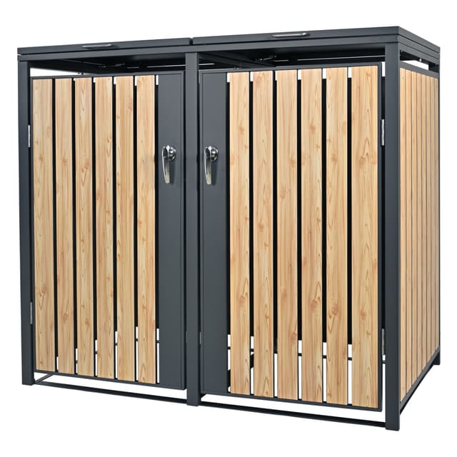 ML-Design affaldsbeholder 2 ton 240 l, aflåselig, stål, lerk-look, 132 x 80 x 116,3 cm