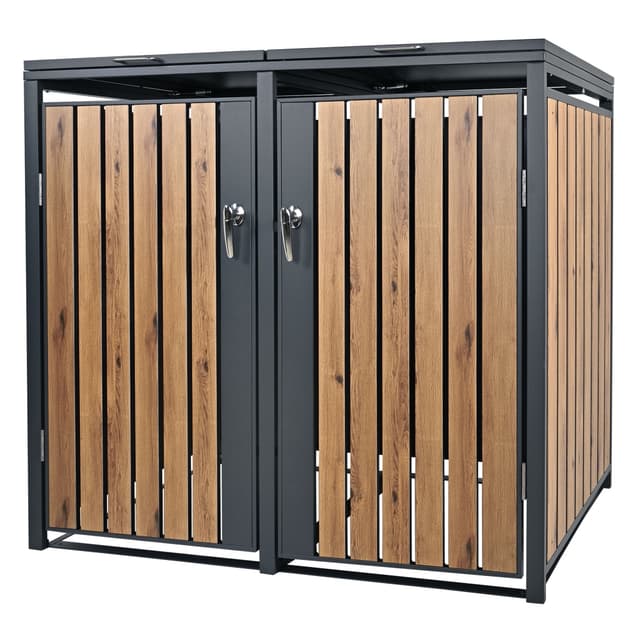 ML-Design sopkärl box 2 ton 240L låsbar stål ek-look 132x80x116,3 cm