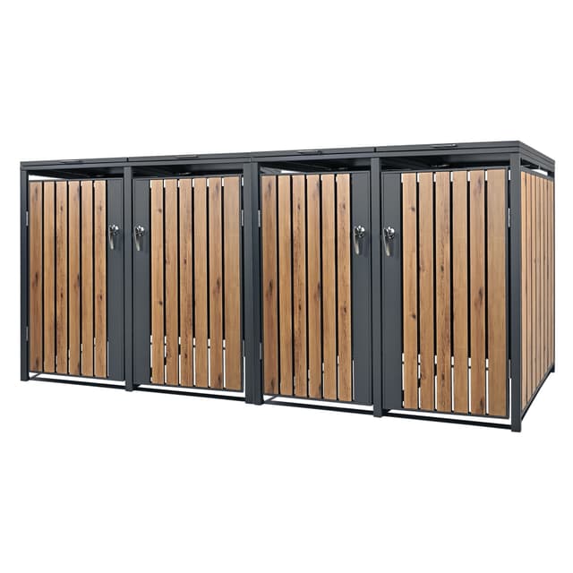 ML-Design sopkärl box 4 ton 240L låsbar stål ek-look 264x80x116,3 cm