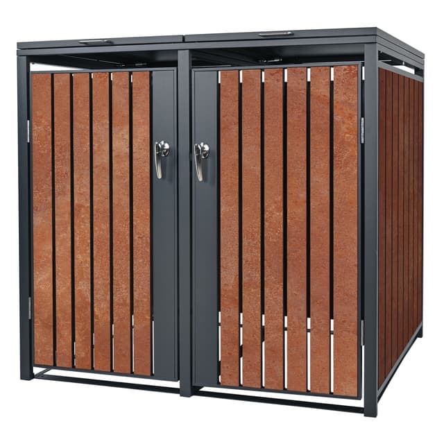 ML-Design sopkärl box 2 ton 240L låsbar stål rostlook 132x80x116,3 cm