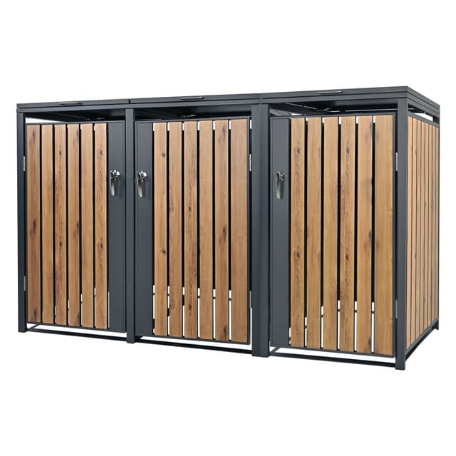 ML-Design sopkärl box 3 ton 240L låsbar stål ek-look 200x80x116,3 cm