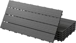 ECD Germany WPC terrassefliser 60x30 cm 6-delt sæt dækker 1 m² antracit med trælook kliksystem