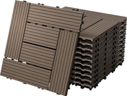 ECD Germany WPC terrassefliser 30x30 cm 55-delt sæt dækker 5 m² mørkebrun mosaik med trælook kliksystem