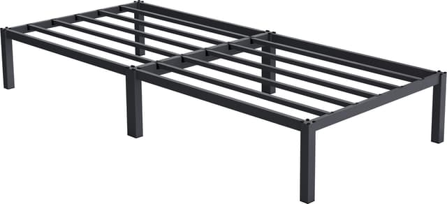 ML-Design metal seng 90x200 cm på stålramme med lamellbund, antracit