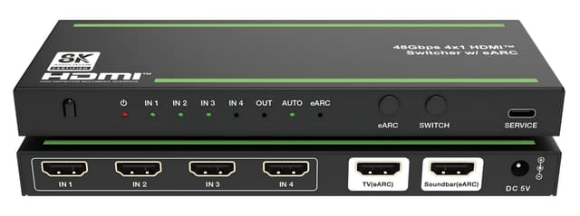 NÖRDIC HDMI 2.1 Switch 4 to 1 48Gbps with eARC with CEC LPCM 7.1CH, Dolby TrueHD, and DTS-HD Master Audio, DOLBY Atmos