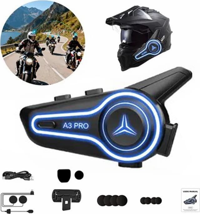Hjälm Motorcykel Bluetooth Intercom Headset IP67 Vattentät 1000m räckvidd
