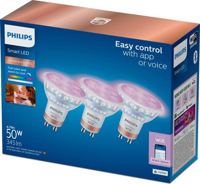 RGB WFB GU10 50W smart LED-spotlight (3-pack)