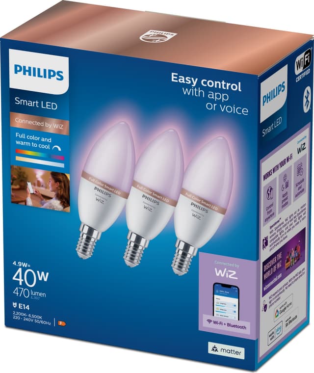 RGB WFB E14 40W smart LED-lampa (3-pack)
