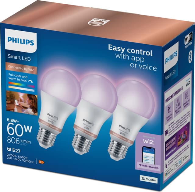 RGB WFB E27 60W smart LED-lampa (3-pack)